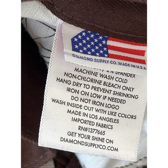 Diamond Supply Co Sunrise Pants Size 36x31 Brown Chino Streetwear - Picture 6 of 10